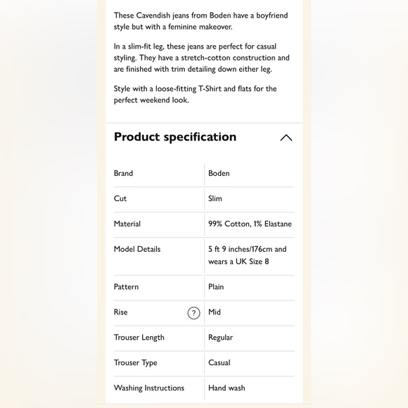 Boden NWOT Cavendish Girlfriend Jeans size 8R - Picture 7 of 7